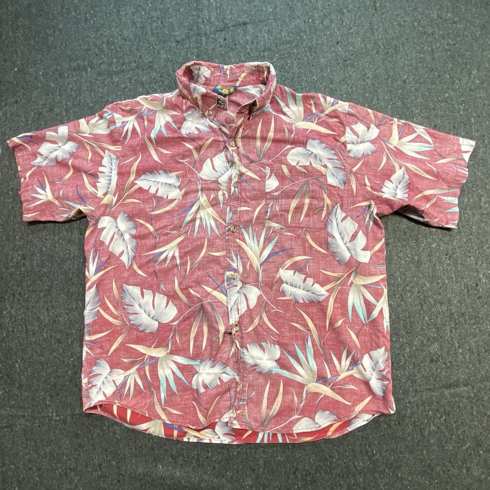 Vintage 1970's Hawaii Blues Honolulu Print Floral Beach Relax Shirt Sz XL‎